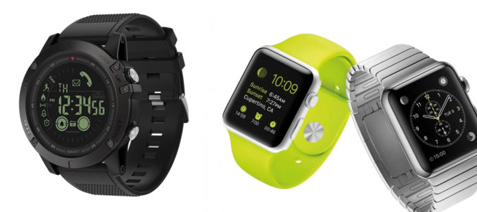 Black Tactical Smartwatch, T1 Tact Watch, vs various Pricey Apple Watches