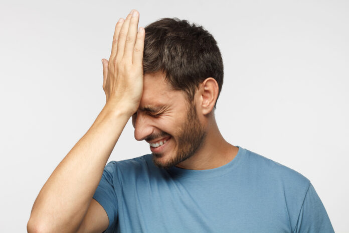 Face Palm Concept. Stressed Out Young Guy Making Facepalm Gestur