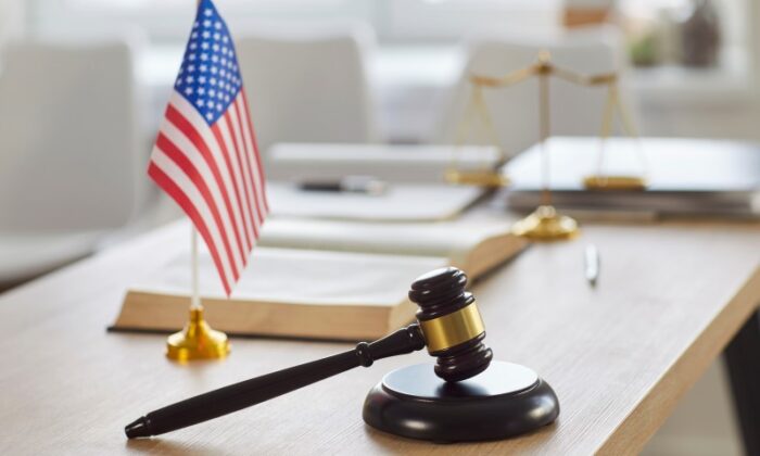 american flag on a attorneys desk